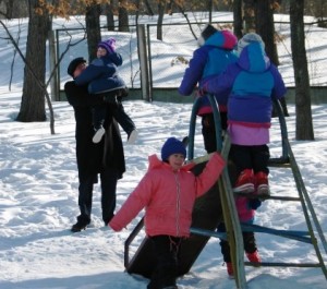 kids and slide