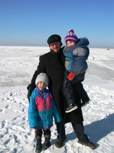 Marina, John and Sarah the day we played on the ice of Golden Horn Bay