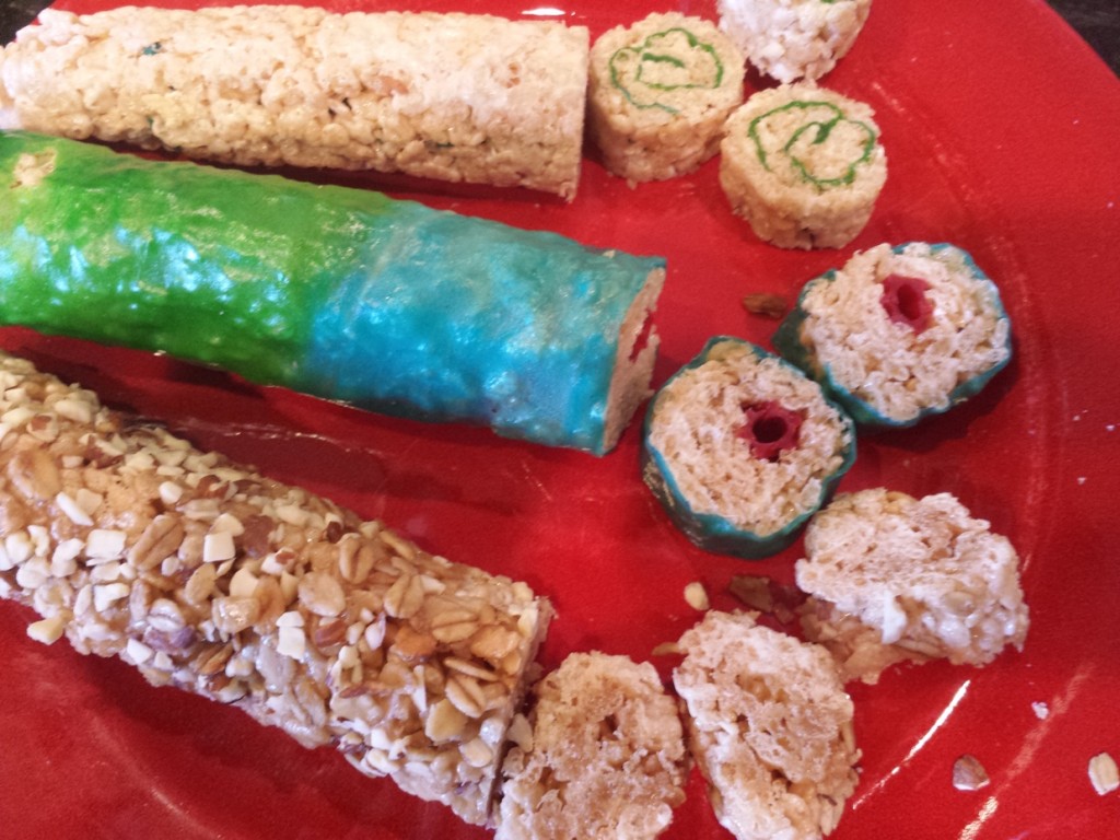 "Rainbow Roll," "Crispy Caramel Roll," and "Classic California Roll"
