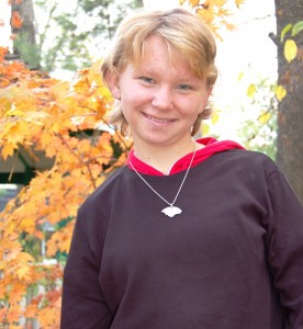 Emily at our hotel, several days before we left Far East, Russia