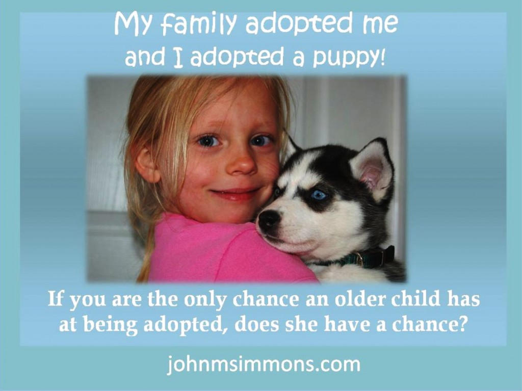 You adopt a child, she adopts a puppy