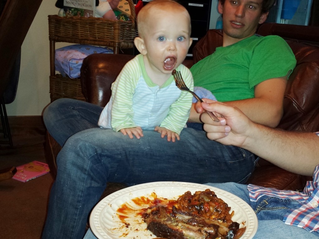 James trying baked beans