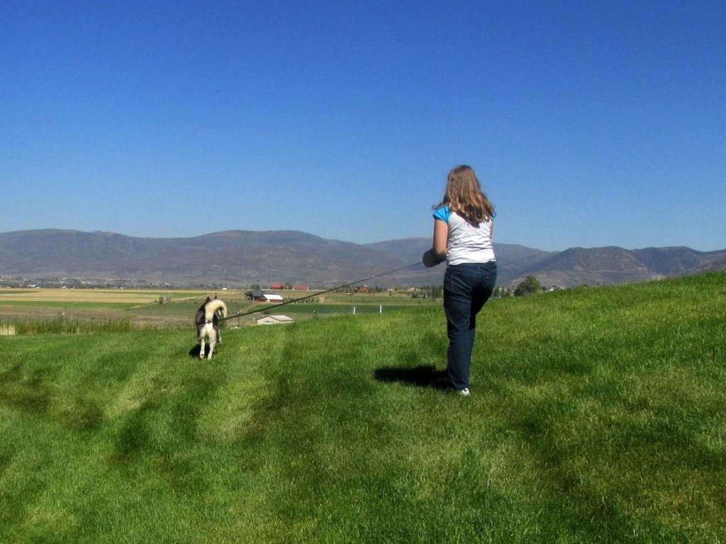 Sarah Simmons with dog, Pushik