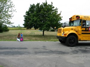 Sarah Simmons catching the bus