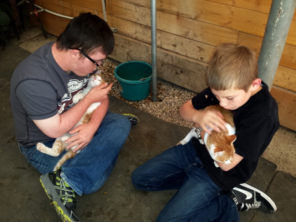 Jack Simmons with a barn cat